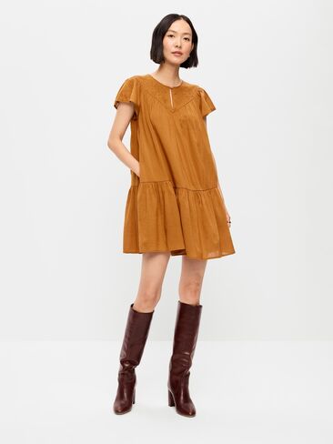 Old Navy Flutter-Sleeve Mini Swing Dress - Redwood Burl in Kuwait