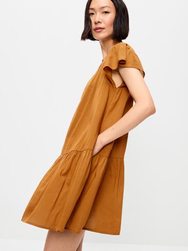 Old Navy Flutter-Sleeve Mini Swing Dress - Redwood Burl in Kuwait