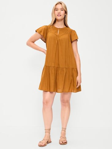 Old Navy Flutter-Sleeve Mini Swing Dress - Redwood Burl in Kuwait