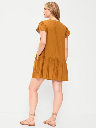 Old Navy Flutter-Sleeve Mini Swing Dress - Redwood Burl in Kuwait