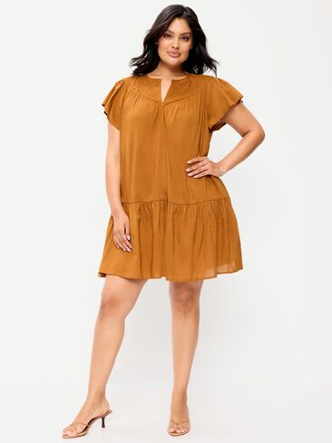 Old Navy Flutter-Sleeve Mini Swing Dress - Redwood Burl in Kuwait