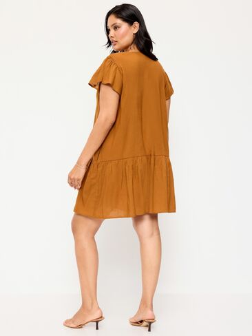 Old Navy Flutter-Sleeve Mini Swing Dress - Redwood Burl in Kuwait