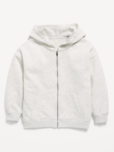 Old Navy Oversized Fleece Full-Zip Hoodie for Girls - Light Gray Heather in Kuwait