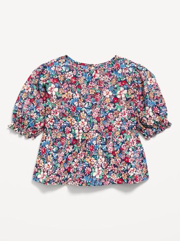 Old Navy Short Puff-Sleeve Top for Toddler Girls - Multi Floral in Kuwait