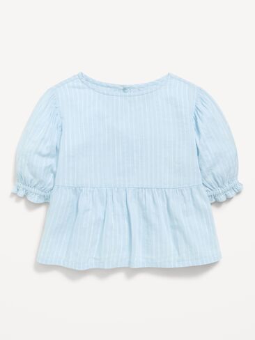 Old Navy Short Puff-Sleeve Top for Toddler Girls - Blue Stripe in Kuwait