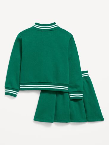Old Navy Fleece Bomber Jacket and Pleated Skirt Set for Toddler Girls - Rainforest Jewel in Kuwait