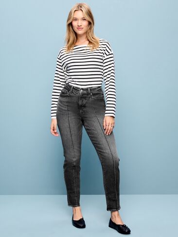 Old Navy High-Waisted OG Straight Ankle Jeans - Washed Black in Kuwait