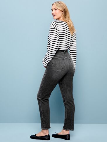 Old Navy High-Waisted OG Straight Ankle Jeans - Washed Black in Kuwait