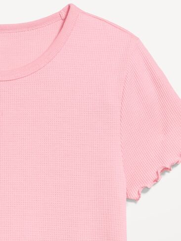 Old Navy Fitted Waffle-Knit Cropped T-Shirt - Geranium Petal in Kuwait