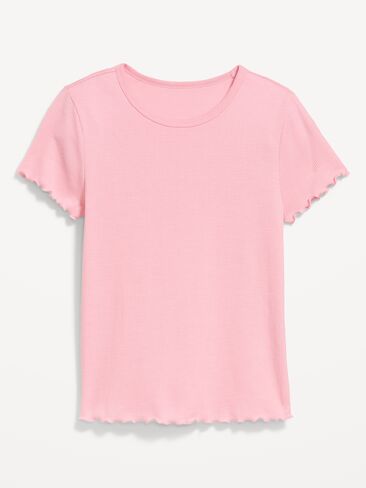 Old Navy Fitted Waffle-Knit Cropped T-Shirt - Geranium Petal in Kuwait