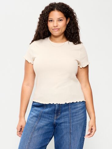 Old Navy Fitted Waffle-Knit Cropped T-Shirt - Wish Bone in Kuwait