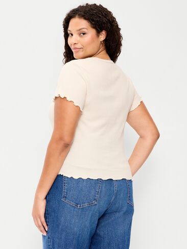 Old Navy Fitted Waffle-Knit Cropped T-Shirt - Wish Bone in Kuwait