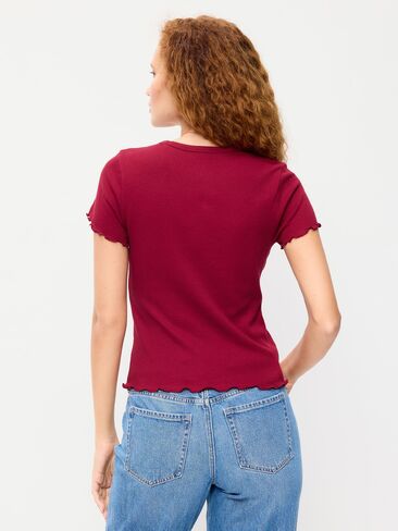 Old Navy Fitted Waffle-Knit Cropped T-Shirt - Red Velvet in Kuwait