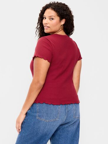 Old Navy Fitted Waffle-Knit Cropped T-Shirt - Red Velvet in Kuwait