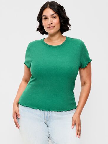Old Navy Fitted Waffle-Knit Cropped T-Shirt - Java Fern in Kuwait