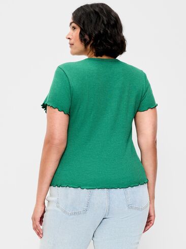 Old Navy Fitted Waffle-Knit Cropped T-Shirt - Java Fern in Kuwait