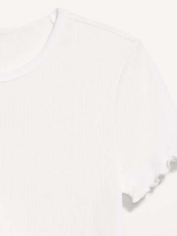 Old Navy Fitted Waffle-Knit Cropped T-Shirt - White Lilies in Kuwait