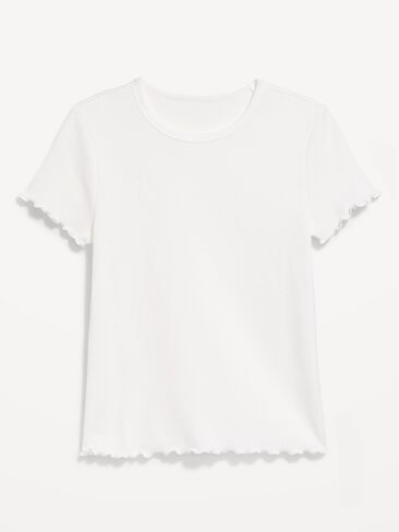Old Navy Fitted Waffle-Knit Cropped T-Shirt - White Lilies in Kuwait