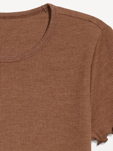 Old Navy Fitted Waffle-Knit Cropped T-Shirt - Coco de mer in Kuwait