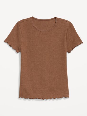 Old Navy Fitted Waffle-Knit Cropped T-Shirt - Coco de mer in Kuwait