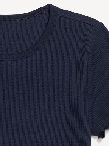 Old Navy Fitted Waffle-Knit Cropped T-Shirt - In the Navy in Kuwait