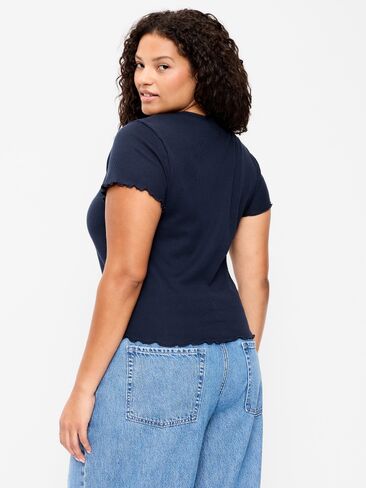 Old Navy Fitted Waffle-Knit Cropped T-Shirt - In the Navy in Kuwait