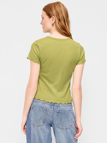 Old Navy Fitted Waffle-Knit Cropped T-Shirt - Wasabi in Kuwait