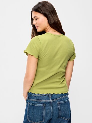 Old Navy Fitted Waffle-Knit Cropped T-Shirt - Wasabi in Kuwait