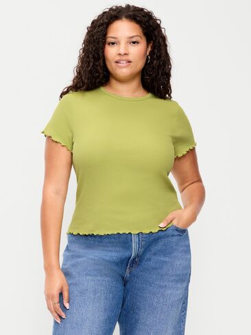 Old Navy Fitted Waffle-Knit Cropped T-Shirt - Wasabi in Kuwait