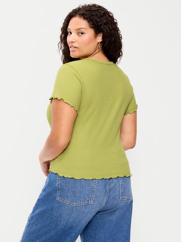 Old Navy Fitted Waffle-Knit Cropped T-Shirt - Wasabi in Kuwait