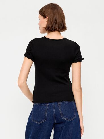 Old Navy Fitted Waffle-Knit Cropped T-Shirt - Black Jack in Kuwait