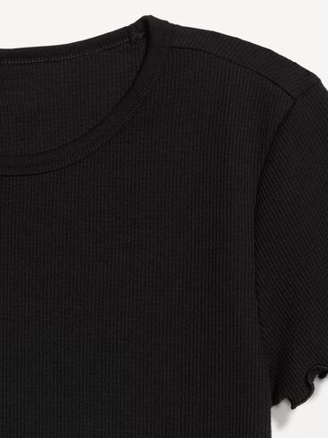 Old Navy Fitted Waffle-Knit Cropped T-Shirt - Black Jack in Kuwait