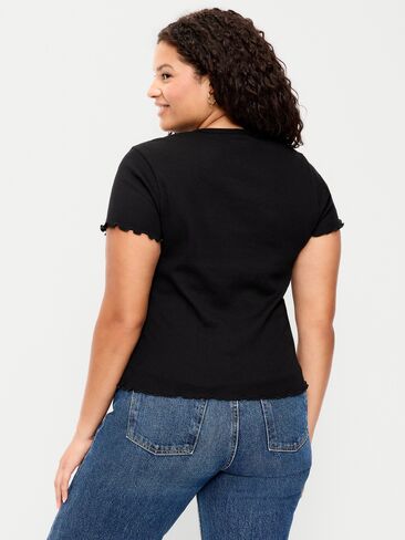 Old Navy Fitted Waffle-Knit Cropped T-Shirt - Black Jack in Kuwait