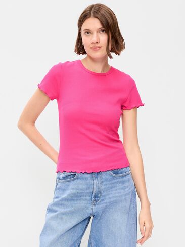 Old Navy Fitted Waffle-Knit Cropped T-Shirt - For Our Fuchsia in Kuwait