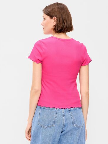 Old Navy Fitted Waffle-Knit Cropped T-Shirt - For Our Fuchsia in Kuwait