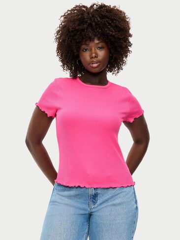 Old Navy Fitted Waffle-Knit Cropped T-Shirt - For Our Fuchsia in Kuwait