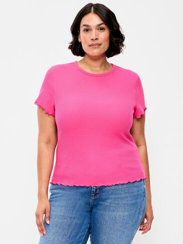 Old Navy Fitted Waffle-Knit Cropped T-Shirt - For Our Fuchsia in Kuwait
