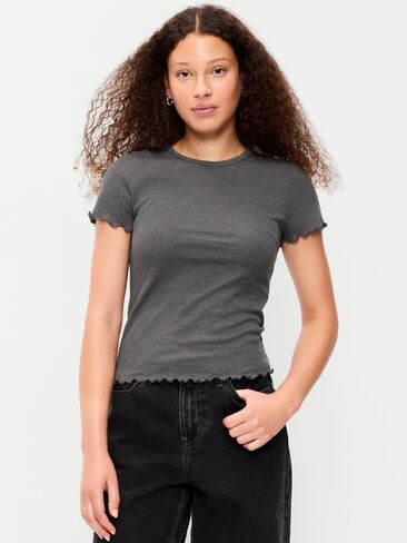 Old Navy Fitted Waffle-Knit Cropped T-Shirt - Panther in Kuwait