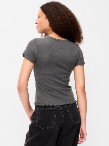 Old Navy Fitted Waffle-Knit Cropped T-Shirt - Panther in Kuwait
