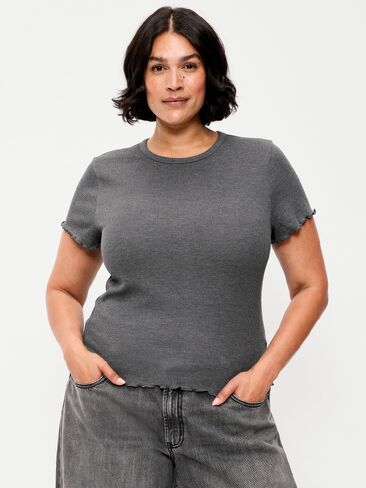 Old Navy Fitted Waffle-Knit Cropped T-Shirt - Panther in Kuwait