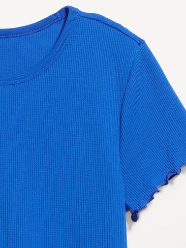Old Navy Fitted Waffle-Knit Cropped T-Shirt - Blue Moon in Saudi Arabia