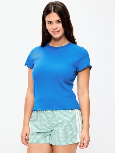 Old Navy Fitted Waffle-Knit Cropped T-Shirt - Blue Moon in Saudi Arabia