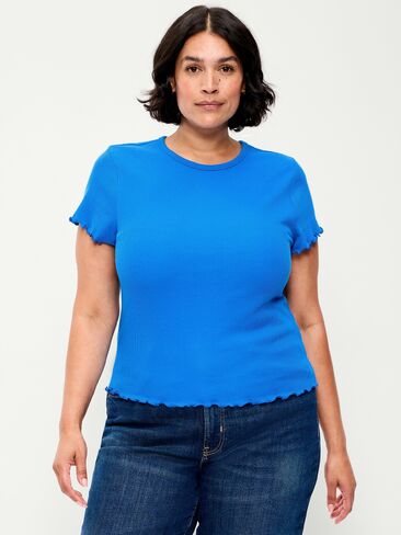 Old Navy Fitted Waffle-Knit Cropped T-Shirt - Blue Moon in Saudi Arabia