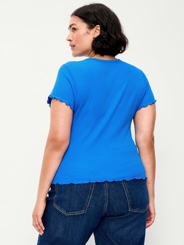 Old Navy Fitted Waffle-Knit Cropped T-Shirt - Blue Moon in Saudi Arabia