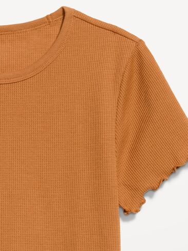 Old Navy Fitted Waffle-Knit Cropped T-Shirt - Soft Bronze in Kuwait