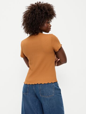 Old Navy Fitted Waffle-Knit Cropped T-Shirt - Soft Bronze in Kuwait