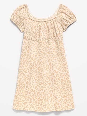 Old Navy Printed Fit and Flare Dress for Girls - Cheetah in Kuwait