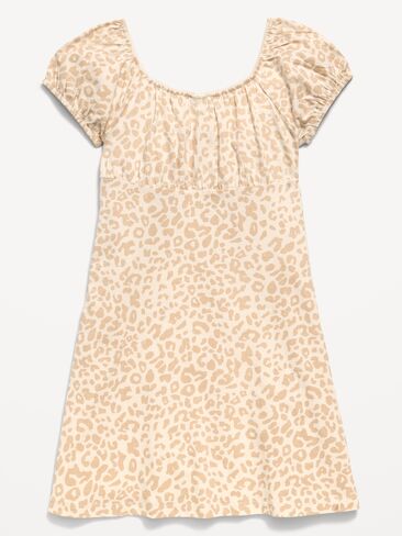 Old Navy Printed Fit and Flare Dress for Girls - Cheetah in Kuwait