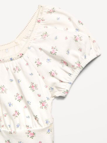 Old Navy Printed Fit and Flare Dress for Girls - White Floral in Kuwait