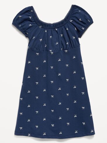 Old Navy Printed Fit and Flare Dress for Girls - Navy in Kuwait